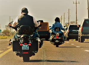 Motorcyclists riding on the freeway